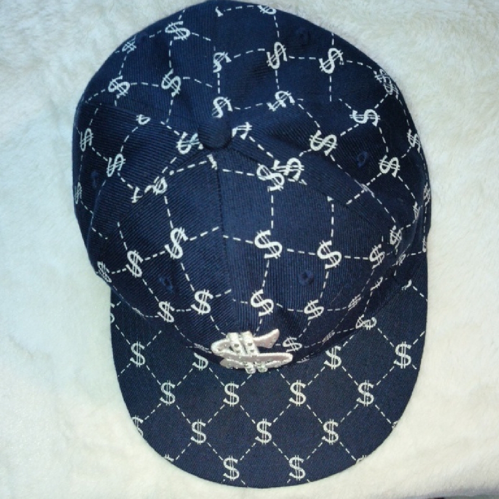 Navy Cap with Dollar Sign Pattern - Picture 2 of 7